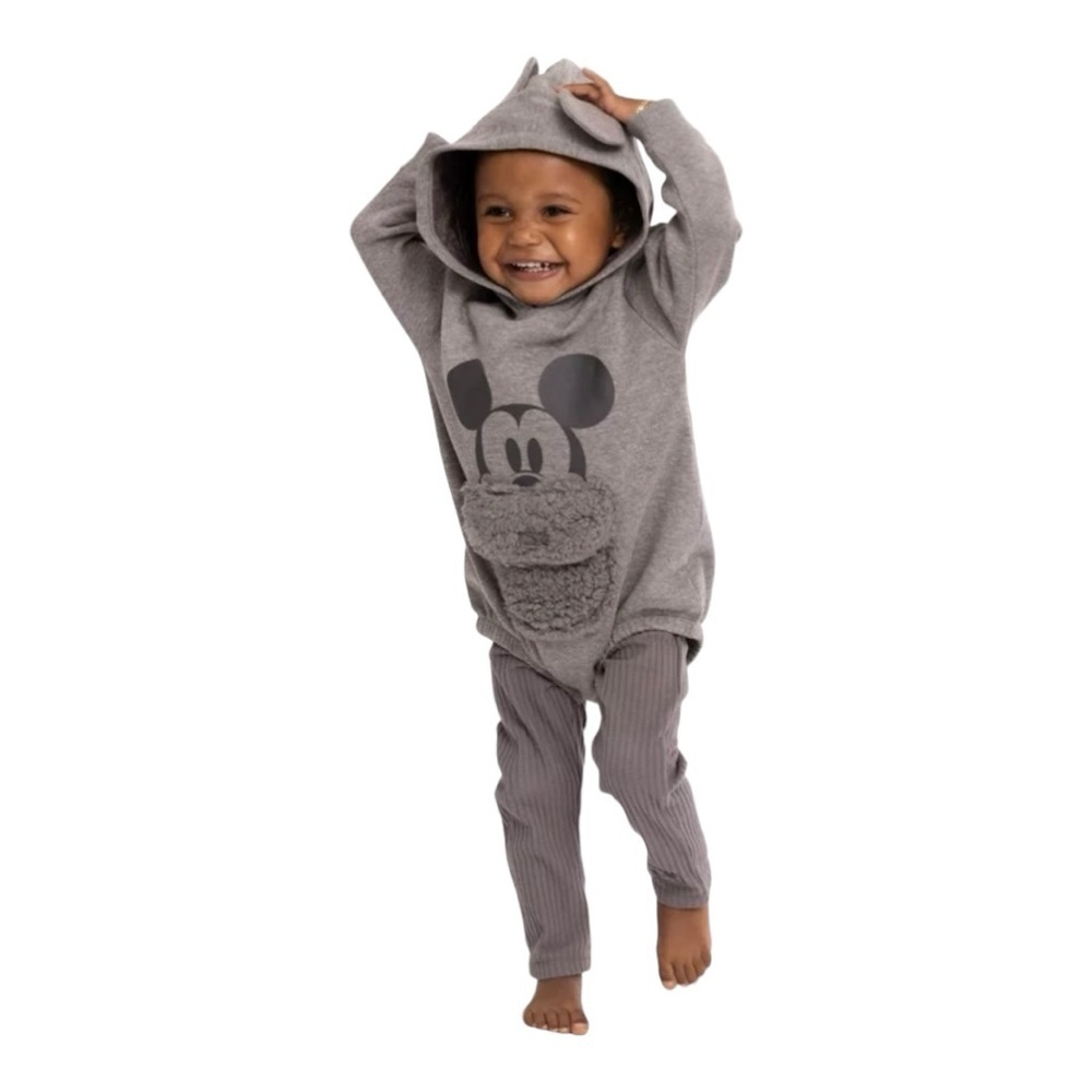 Disney Baby Mickey Mouse Hooded Bodysuit and Pants 2-Piece Outfit Set NWT - Picture 4 of 4